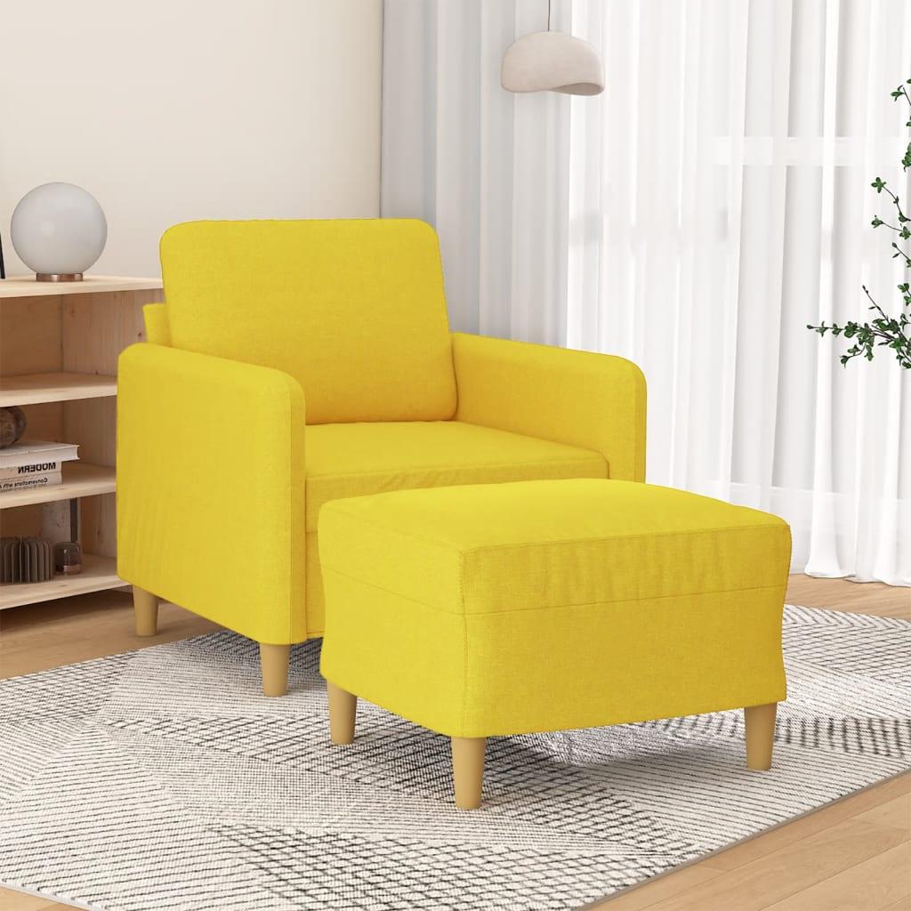 Sofastol med fodskammel 60 cm stof Lysegul