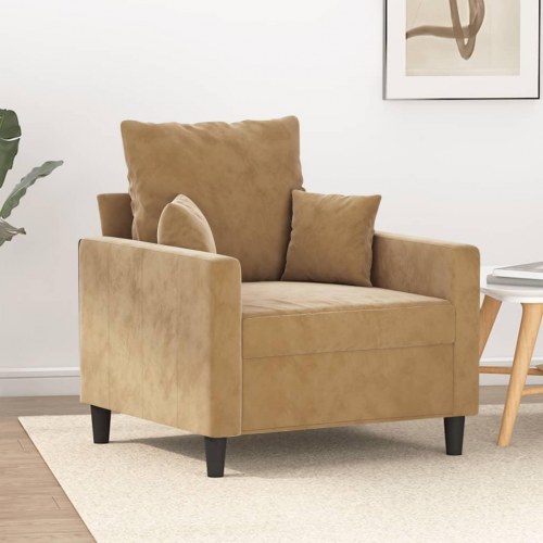 Lænestol i velour - 60 cm sæde, brun