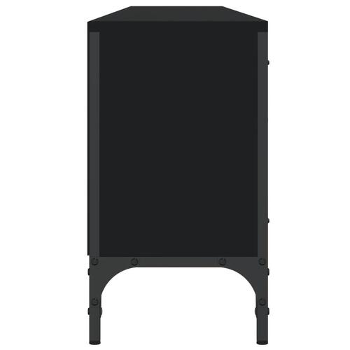 Tv-bord med skuffe 200x25x44 cm konstrueret træ sort