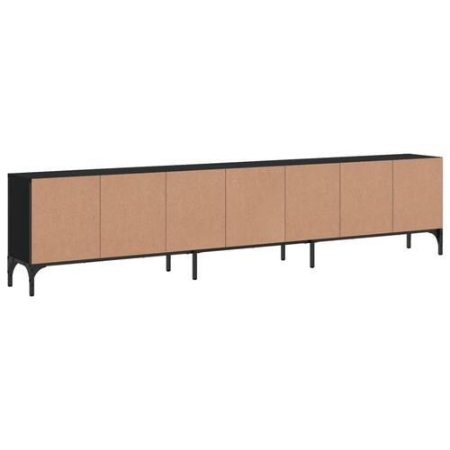 Tv-bord med skuffe 200x25x44 cm konstrueret træ sort