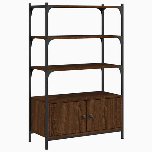 Bogreol med 3 hylder 70x30x109,5 cm konstrueret træ brun eg