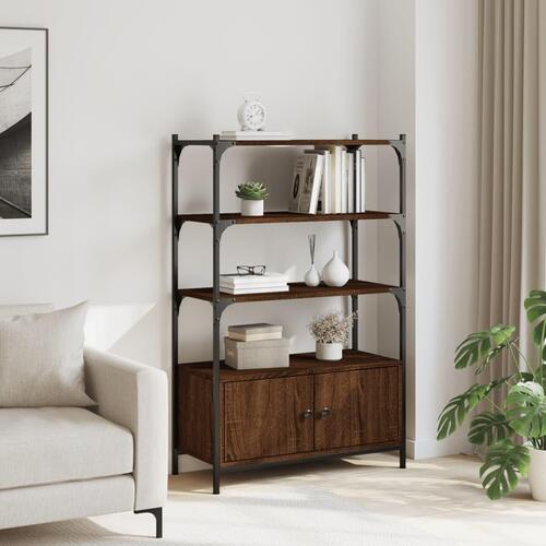 Bogreol med 3 hylder 70x30x109,5 cm konstrueret træ brun eg