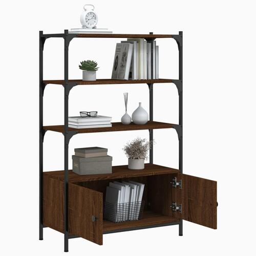 Bogreol med 3 hylder 70x30x109,5 cm konstrueret træ brun eg