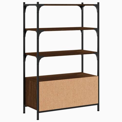 Bogreol med 3 hylder 70x30x109,5 cm konstrueret træ brun eg