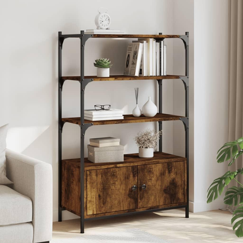 Bogreol med 3 hylder 70x30x109,5 cm konstrueret træ røget eg