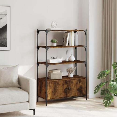 Bogreol med 3 hylder 70x30x109,5 cm konstrueret træ røget eg