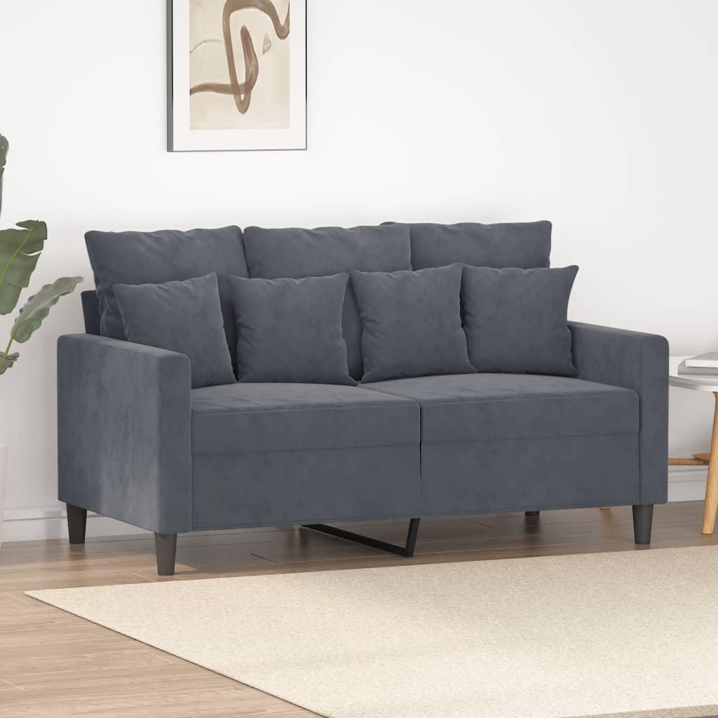 2-personers sofa 120 cm velour mørkegrå billede