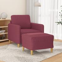 Sofastol med fodskammel 60 cm stof vinrød