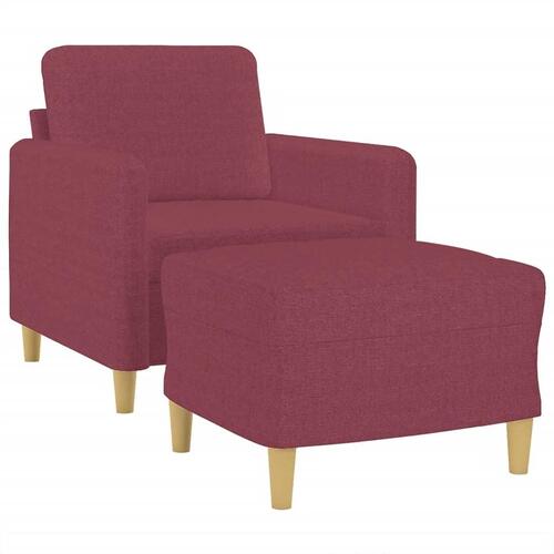 Sofastol med fodskammel 60 cm stof vinrød