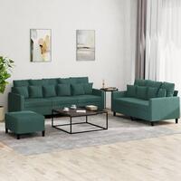 3 personers sofa med hynder velour mørkegrøn