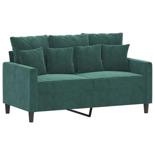 3 personers sofa med hynder velour mørkegrøn