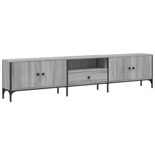 Tv-bord med skuffe 200x25x44 cm konstrueret træ grå sonoma-eg