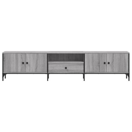 Tv-bord med skuffe 200x25x44 cm konstrueret træ grå sonoma-eg