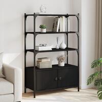 Bogreol med 3 hylder 70x30x109,5 cm konstrueret træ sort