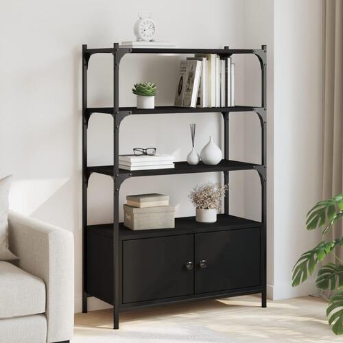 Bogreol med 3 hylder 70x30x109,5 cm konstrueret træ sort