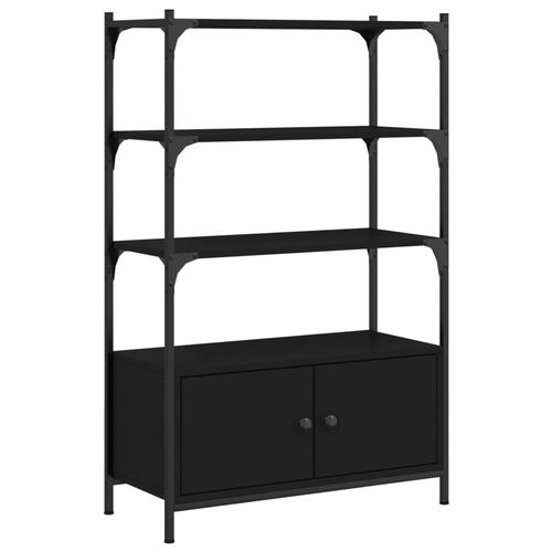 Bogreol med 3 hylder 70x30x109,5 cm konstrueret træ sort