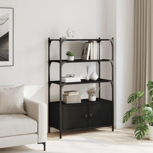 Bogreol med 3 hylder 70x30x109,5 cm konstrueret træ sort