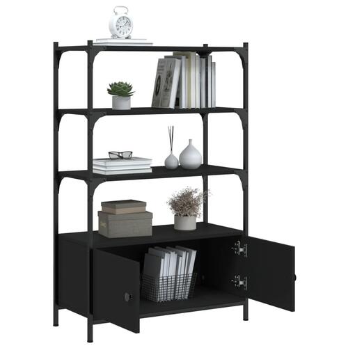 Bogreol med 3 hylder 70x30x109,5 cm konstrueret træ sort