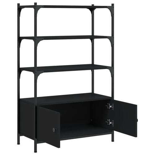 Bogreol med 3 hylder 70x30x109,5 cm konstrueret træ sort