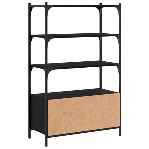 Bogreol med 3 hylder 70x30x109,5 cm konstrueret træ sort