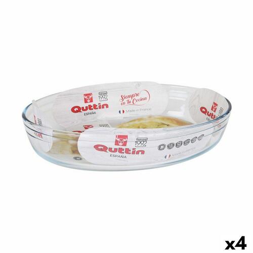 Ovn Fad Quttin Gennemsigtig Glas Oval 2,2 L 30,1 x 20,9 x 6,3 cm (4 enheder)