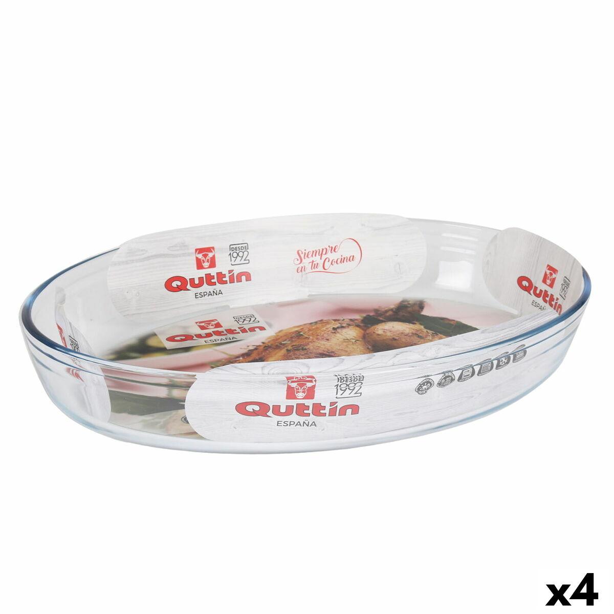 Ovn Fad Quttin Gennemsigtig Glas Oval 4,5 L 39,6 x 27,35 x 6,6 (4 enheder)