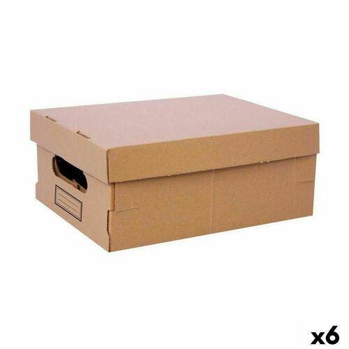 Opbevaringsboks med låg Confortime Pap 36,5 x 28,5 x 16,5 cm (6 enheder)