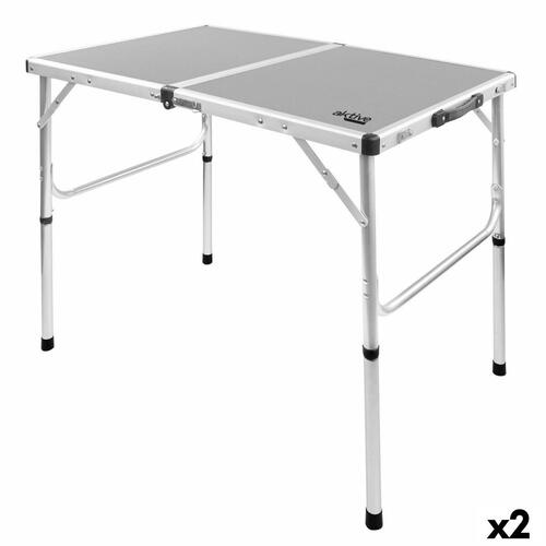 Sammenklappeligt bord Aktive Camping Grå 90 x 70 x 60 cm (2 enheder)