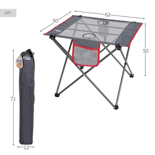 Sammenklappeligt bord Aktive Camping Grå 62 x 50 x 50 cm (2 enheder)