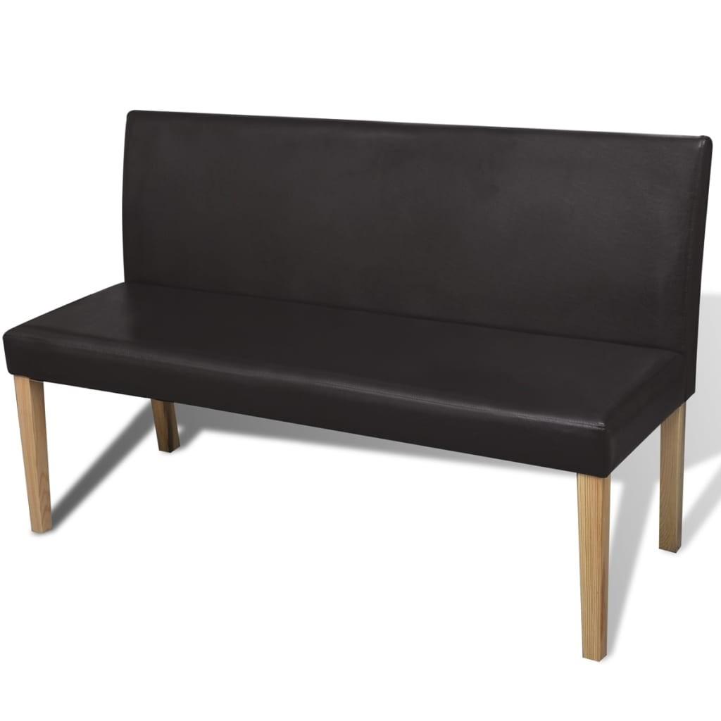 Bænk 139,5 cm kunstlæder brun