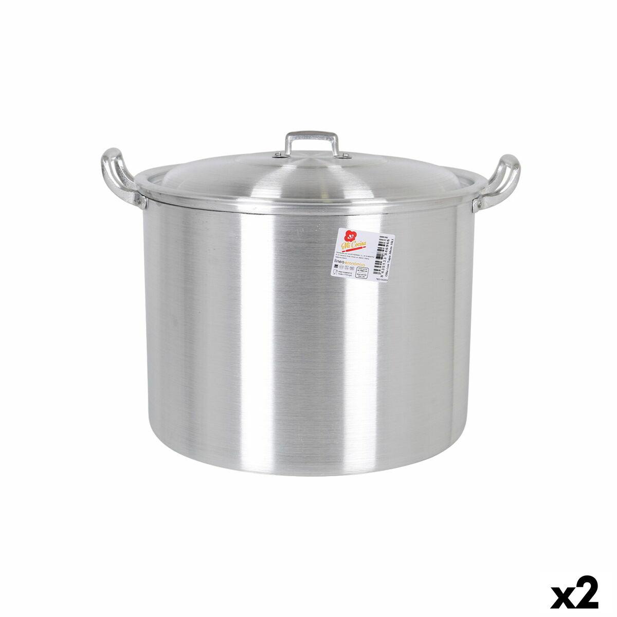 Gryde med låg Aluminium 39 x 33 x 27 cm (2 enheder)