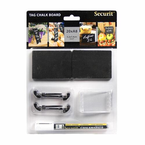 Tavle Securit Med støtte Sæt 5,2 x 7,4 cm 20 enheder Sort