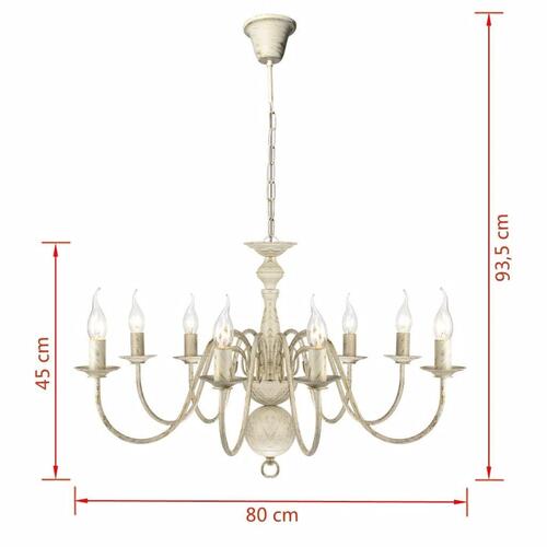 Antik lysekrone 8 x E14-fatninger metal hvid