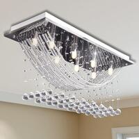 Hvid Loft Lampe med glitrende Glas Crystal Beads 8 x G9 29 cm