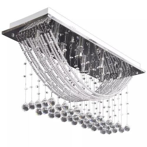 Hvid Loft Lampe med glitrende Glas Crystal Beads 8 x G9 29 cm