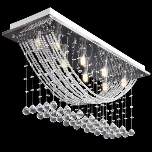 Hvid Loft Lampe med glitrende Glas Crystal Beads 8 x G9 29 cm