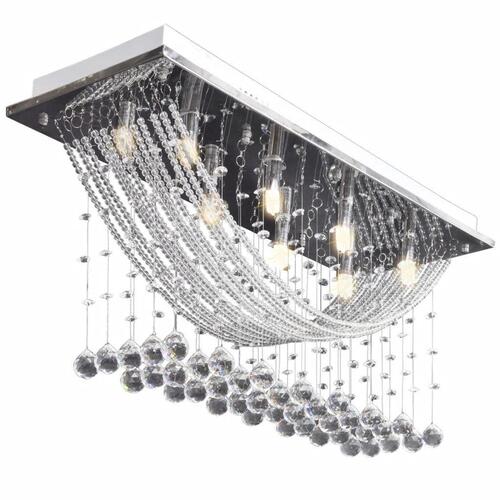 Hvid Loft Lampe med glitrende Glas Crystal Beads 8 x G9 29 cm