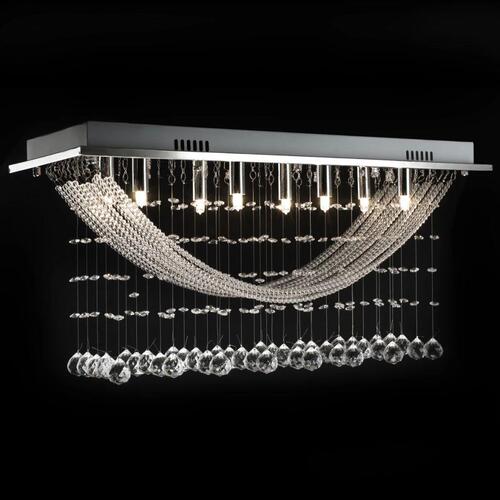 Hvid Loft Lampe med glitrende Glas Crystal Beads 8 x G9 29 cm