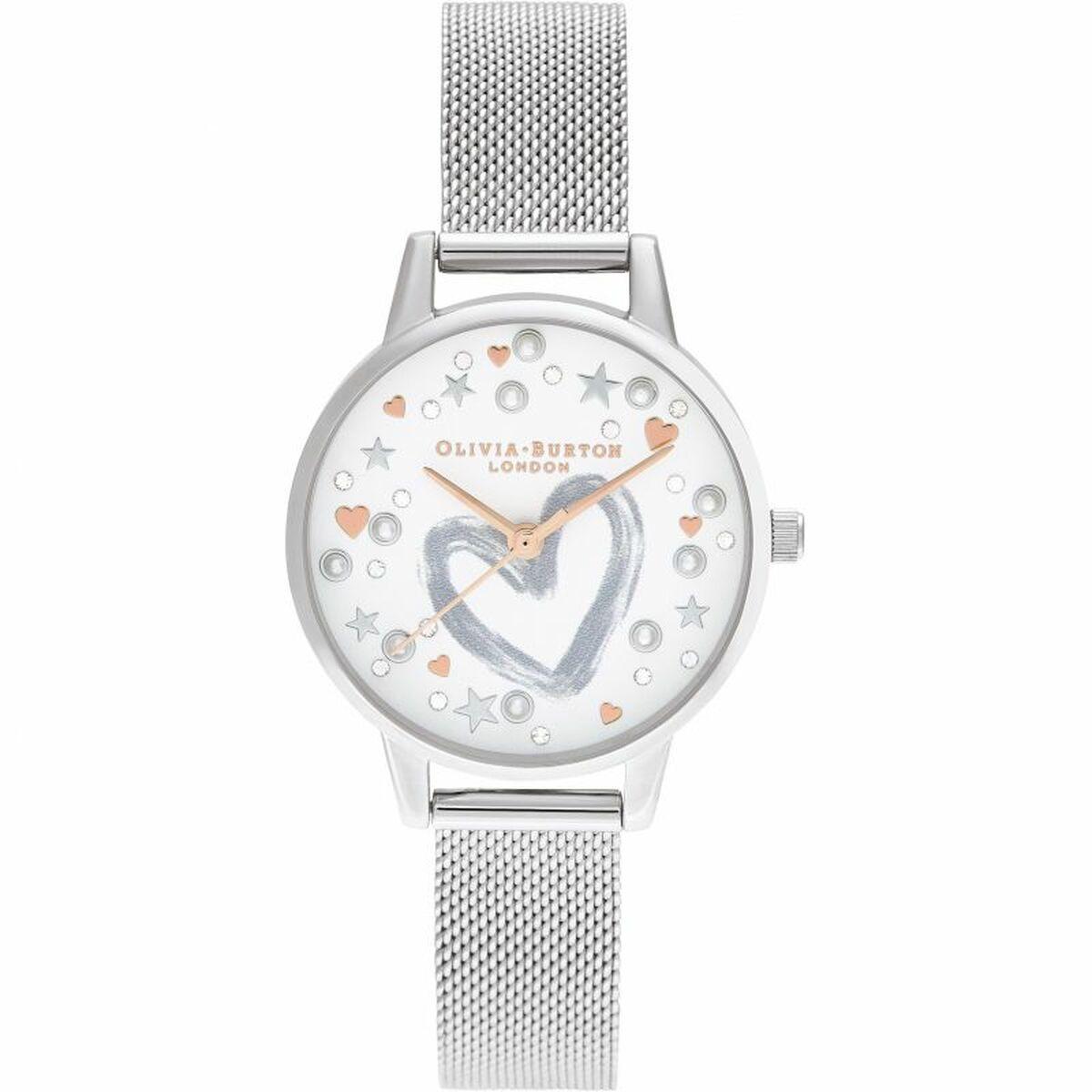 Olivia Burton dameur OB16LH12 - sølv mesh (Ø 30 mm)