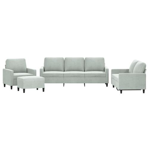 Sofasæt 4 dele med hynder velour lysegrå