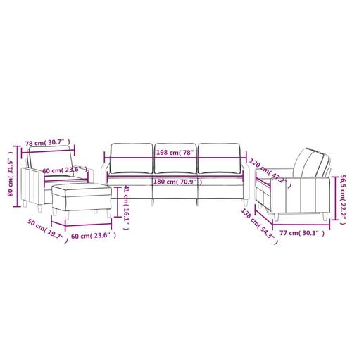 Sofasæt 4 dele med hynder velour lysegrå