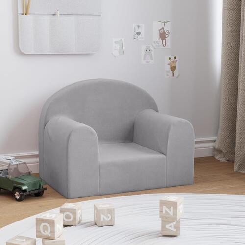 Sofa til børn blødt plys lysegrå (OUTLET A)