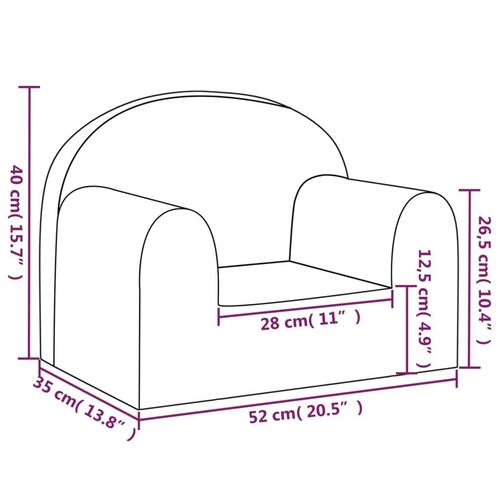 Sofa til børn blødt plys lysegrå (OUTLET A)