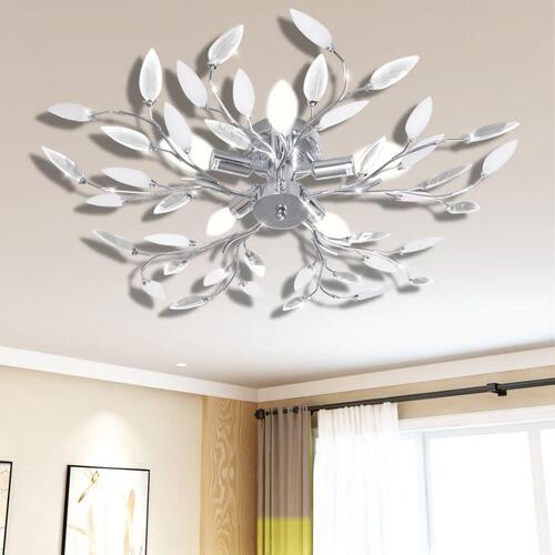 Loftslampe med krystalblade akryl E14 hvid og transparent