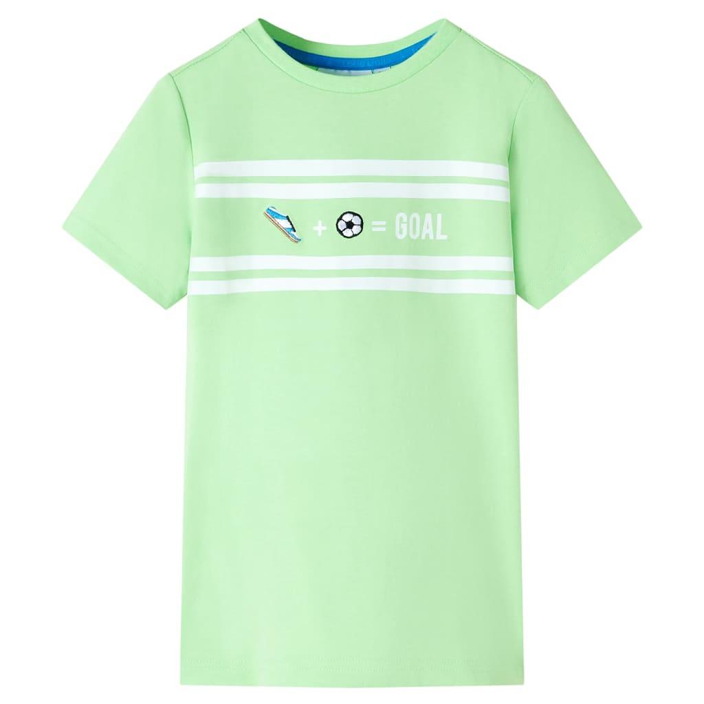 T-shirt til børn str. 128 - neongrøn med GOAL-motiv