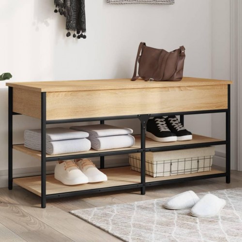 Skobænk 100x42,5x50 cm konstrueret træ sonoma-eg