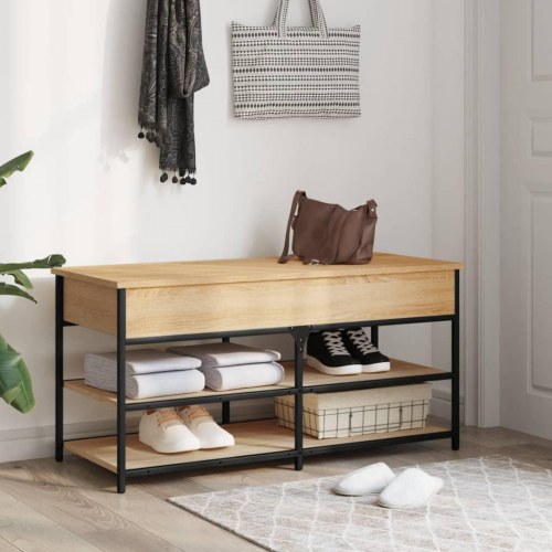 Skobænk 100x42,5x50 cm konstrueret træ sonoma-eg