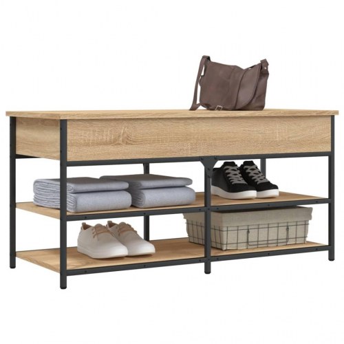 Skobænk 100x42,5x50 cm konstrueret træ sonoma-eg