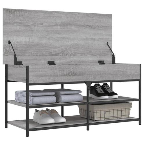 Skobænk 100x42,5x50 cm konstrueret træ grå sonoma-eg