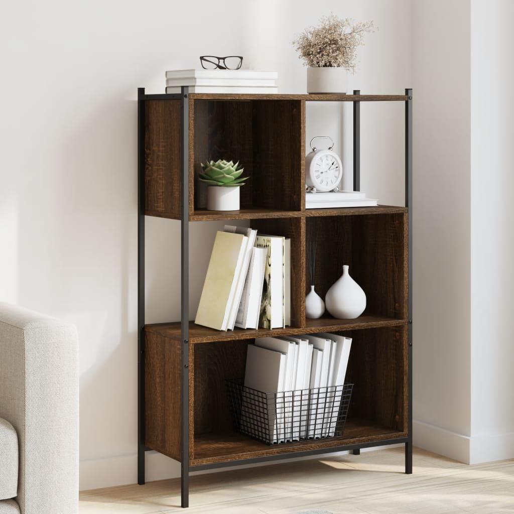 Bogreol 72x28x109 cm konstrueret træ brun egetræsfarve
